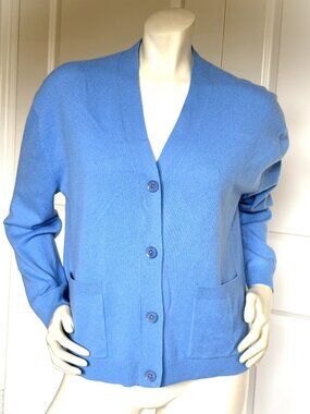 NWOT SCANLAN THEODORE BLUE CASHMERE V-NECK CARDIGAN SWEATER SIZE: S